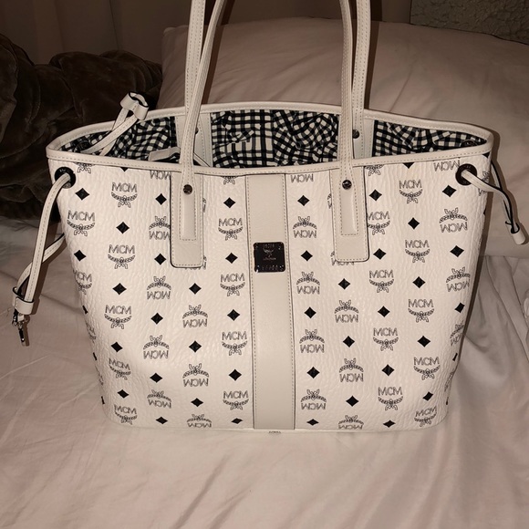 white mcm tote